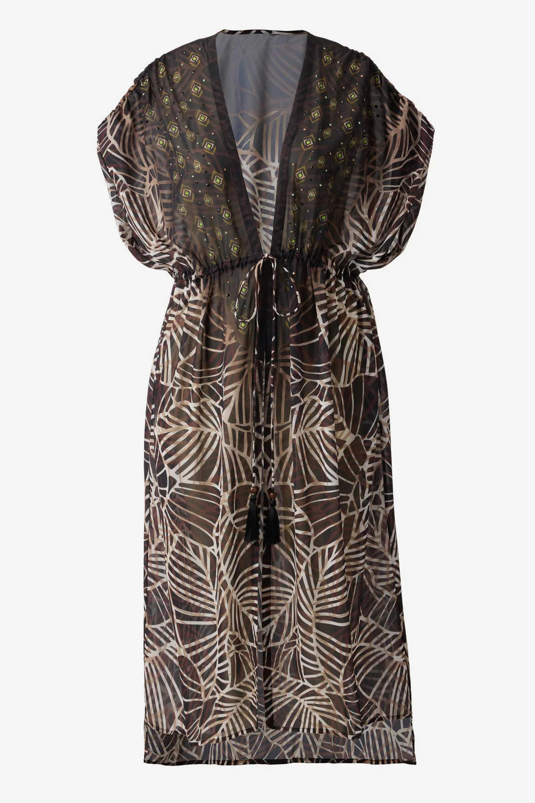 Beaded Kimono Cover Up in Let's Be Fronds