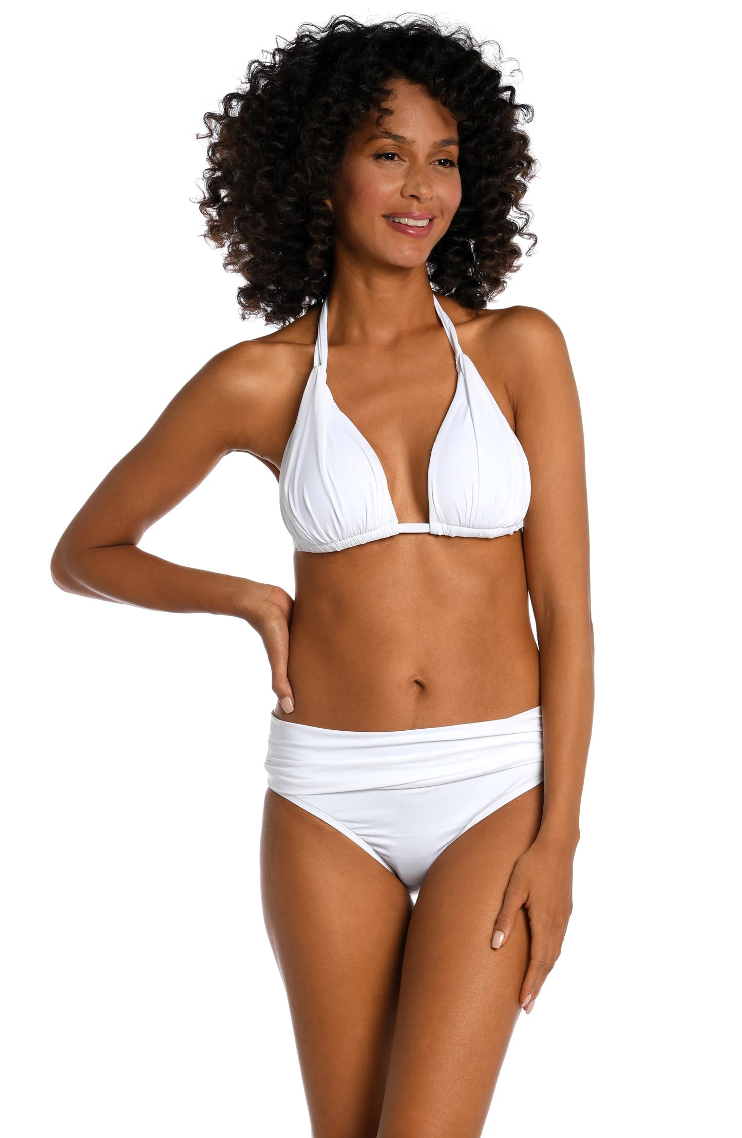 HALTER TRIANGLE TOP & HIPSTER BOTTOM-WHITE