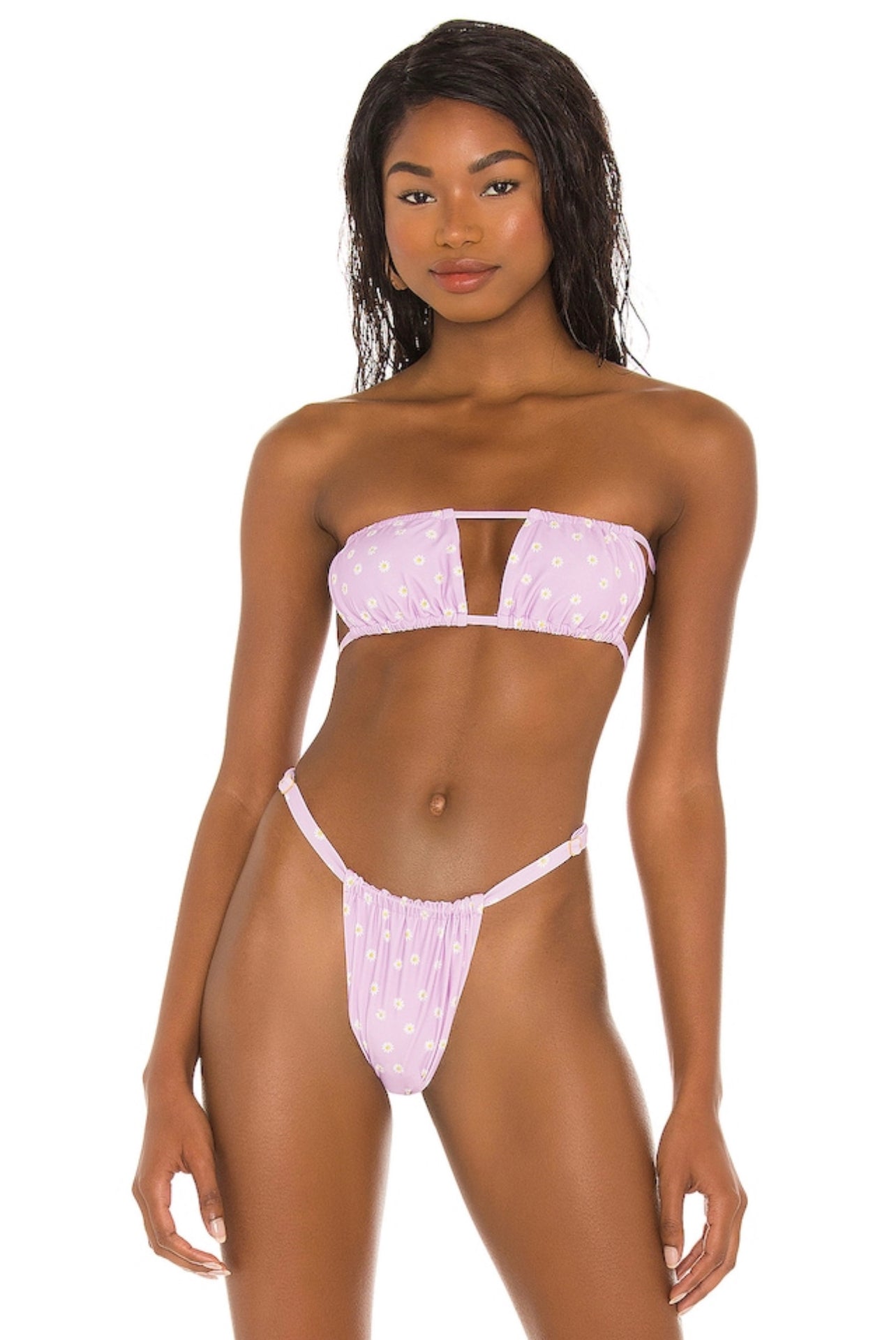 RUCHED BANDEAU & RUCHED BOTTOM - DAISIES LILAC