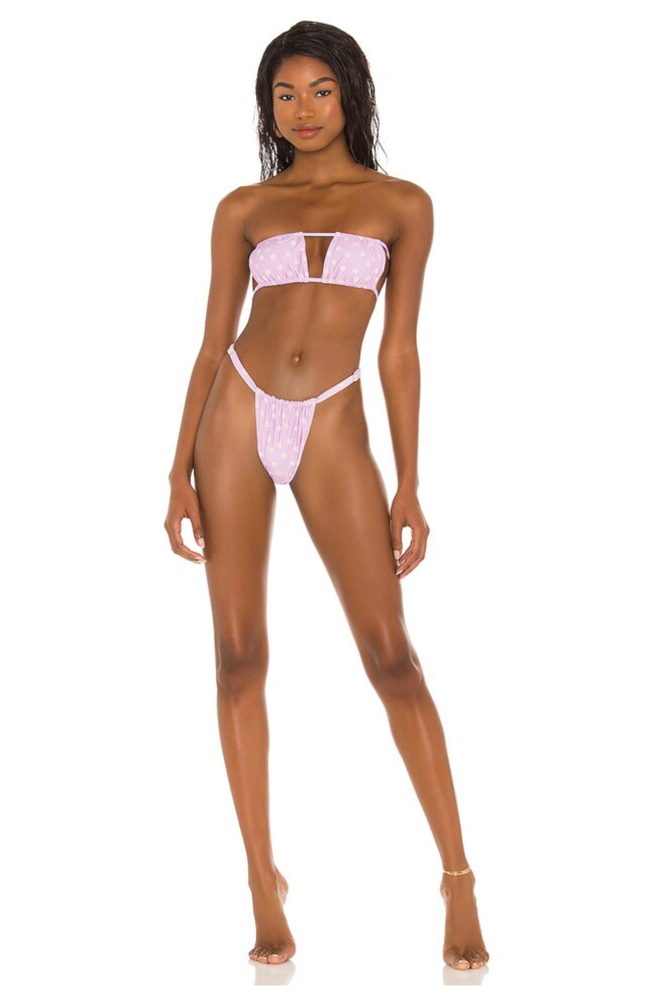RUCHED BANDEAU & RUCHED BOTTOM - DAISIES LILAC