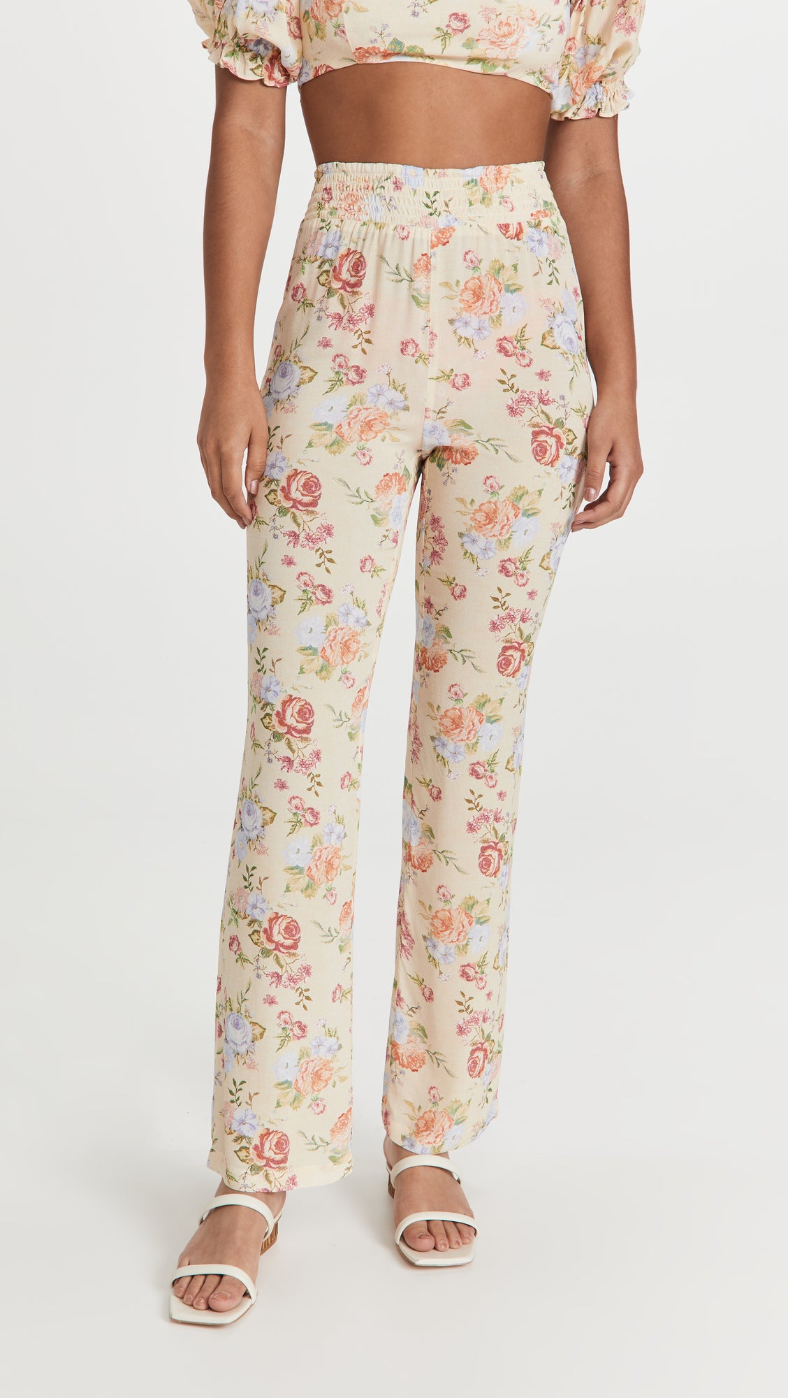 COCO & SMOCKED FLARE PANTS VINTAGE - SAND MULTI