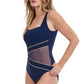NAVY - GOLD ONYX SQUARE NECK ONE PIECE