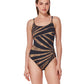 BLACK-BROWN DESERT QUEEN SQUARE NECK ONE PIECE