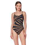 BLACK-BROWN DESERT QUEEN SQUARE NECK ONE PIECE