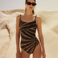 BLACK-BROWN DESERT QUEEN SQUARE NECK ONE PIECE
