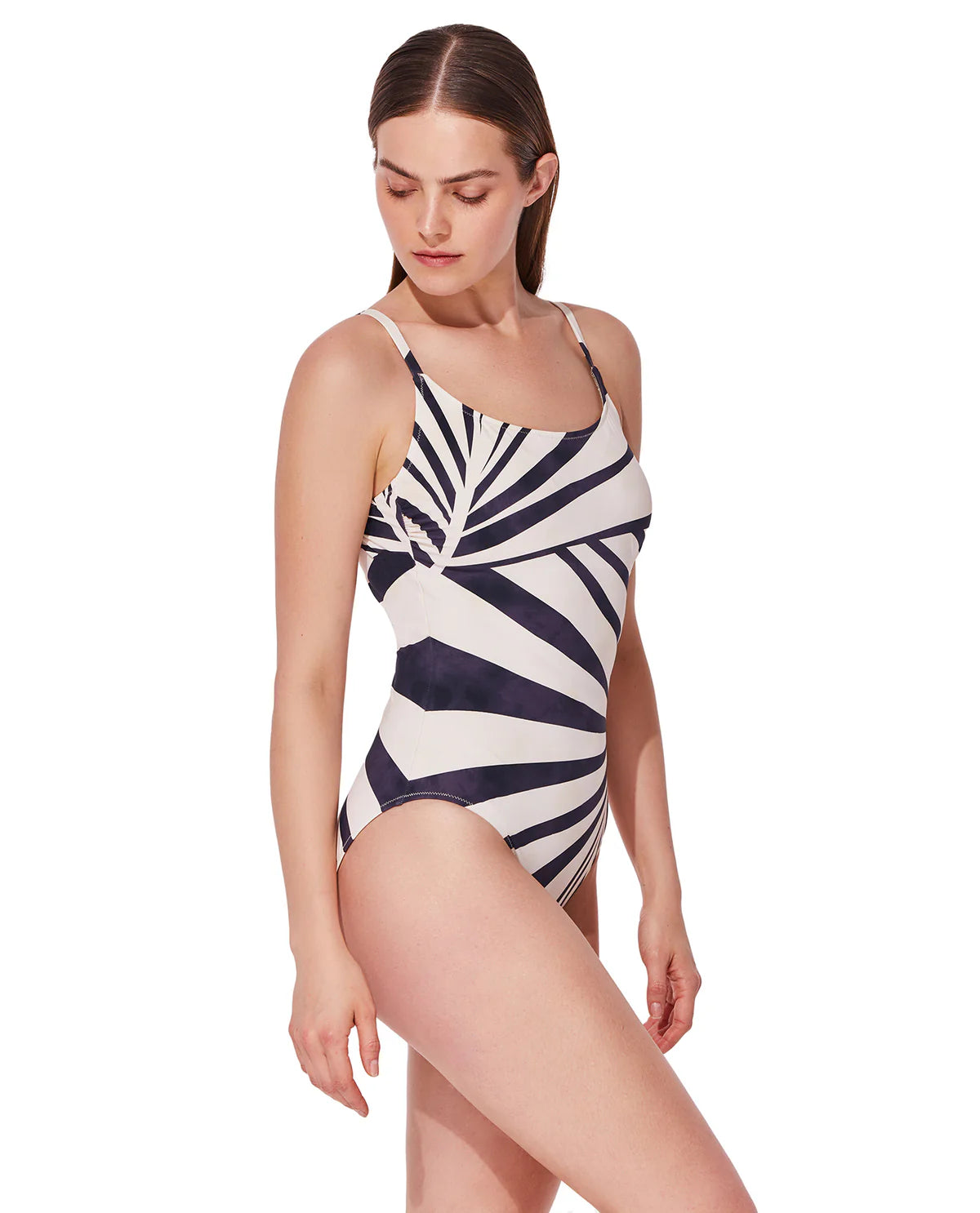 NAVY- CREAM DESERT QUEEN SQUARE NECK ONE PIECE