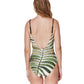 WHITE - GREEN WILLOW ROUND NECK ONE PIECE