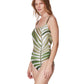 WHITE - GREEN WILLOW ROUND NECK ONE PIECE