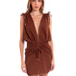PLUNGE DRESS - SHINY MOCHA