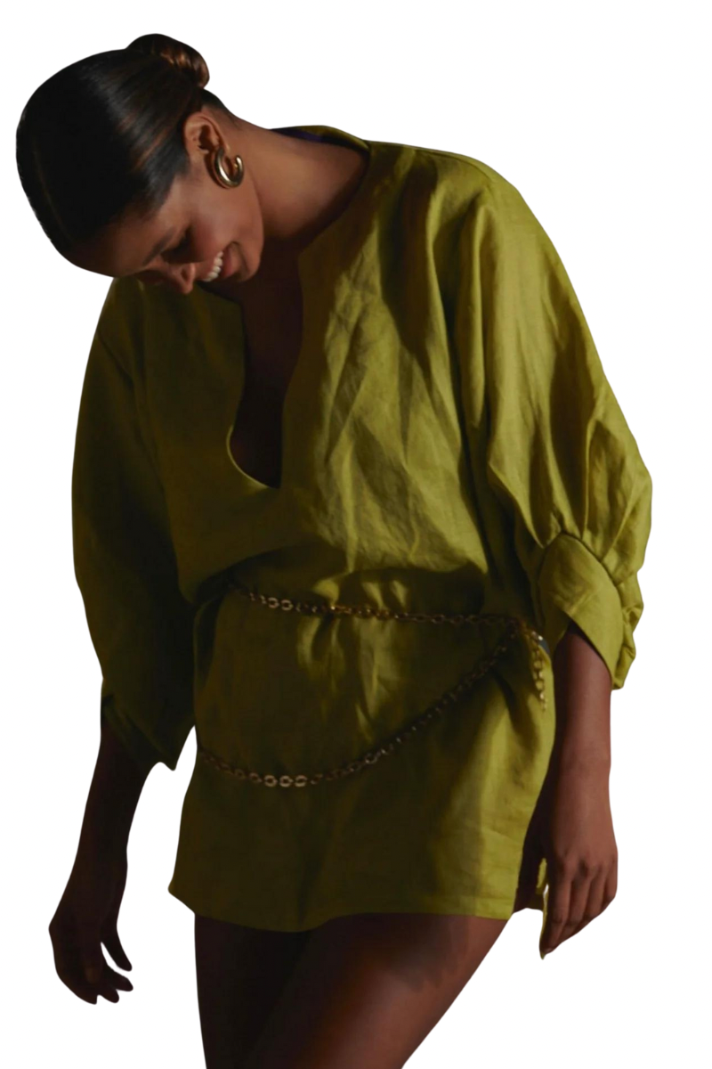 PUFF SLEEVE SHIRT - GREEN