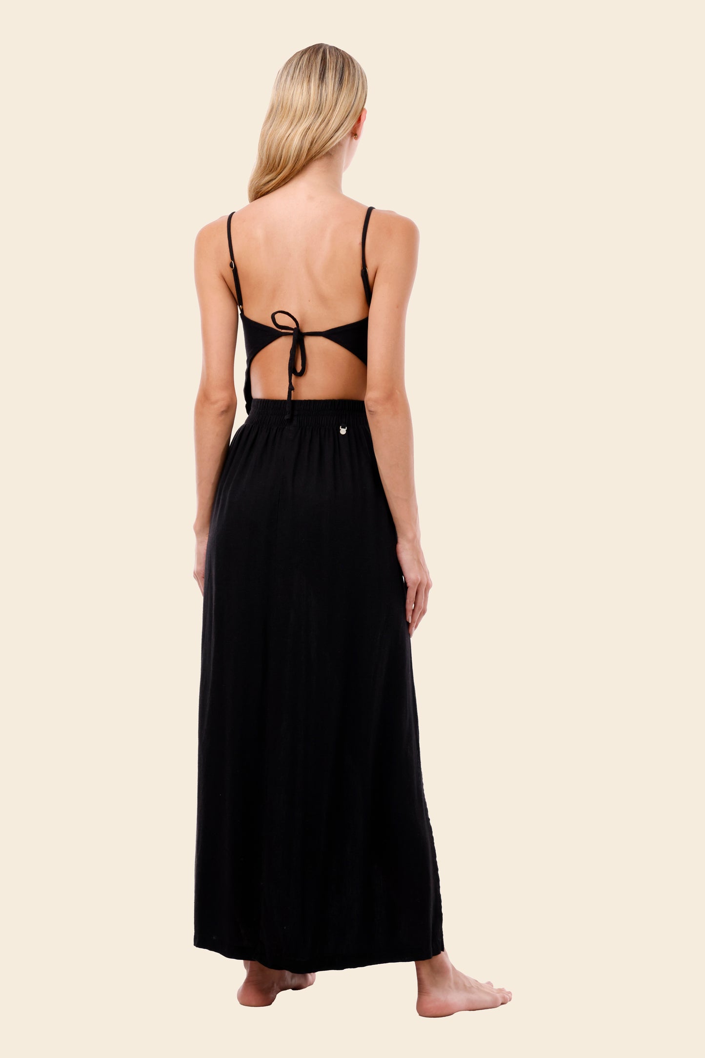 BACK LINEN WAVELET DRESS