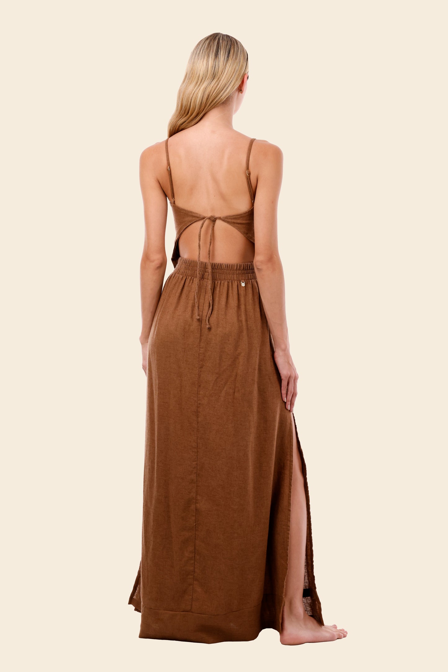 COFFE SEASON LINEN WAVELET DRESS