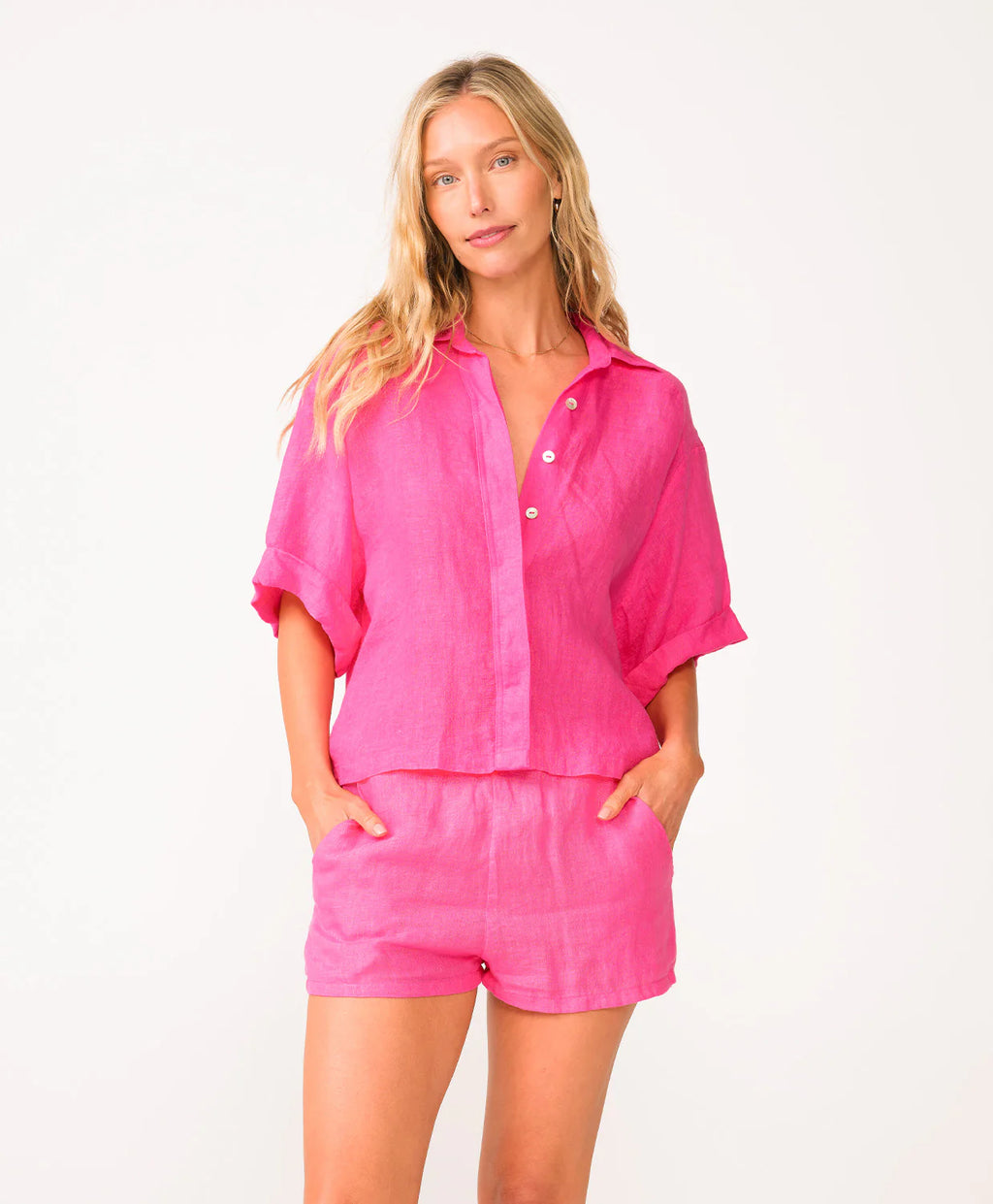LINEN SET- HOT PINK