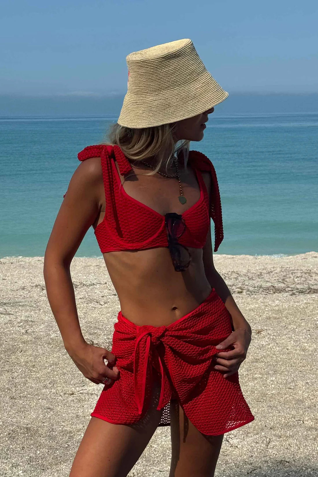 MINI SARONG RED CROCHET