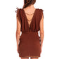 PLUNGE DRESS - SHINY MOCHA