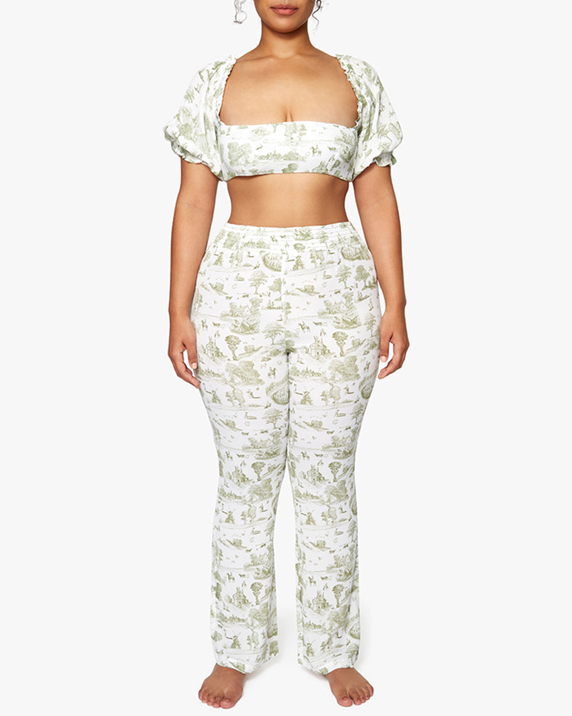 COCO & SMOCKED FLARE PANTS VINTAGE - SAGE MULTI