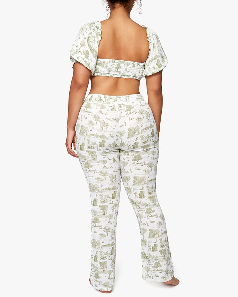 COCO & SMOCKED FLARE PANTS VINTAGE - SAGE MULTI